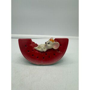 Vintage Nanco Plastic Mouse on a Watermelon Bank Kitschy